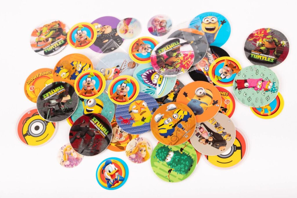 Disney, minions and ninja turtles collectible tazos made by Chromochartiki 